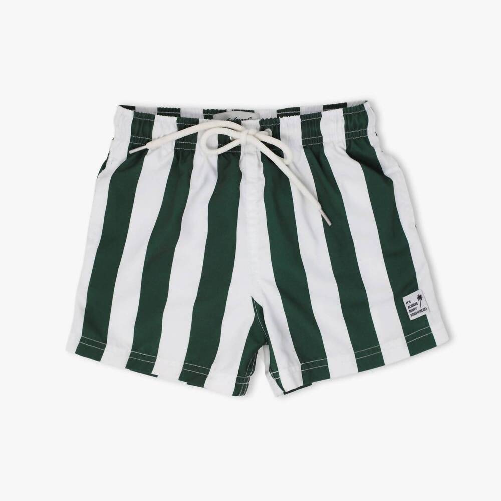 NEW PALMEES kids stripes swim short in green white